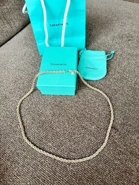 Tiffany Co. Unisex Bi color 14k Gold & Sterling Silver Twist Rope Chain Necklace